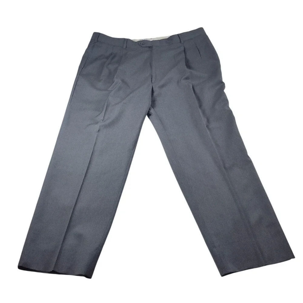 Jos. A. Bank Dress Pants Mens 42L Gray Excellent 100% Wool Pleated‎ Made in USA